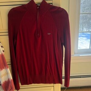 Vineyard Vines Red Half-Zip Sweater